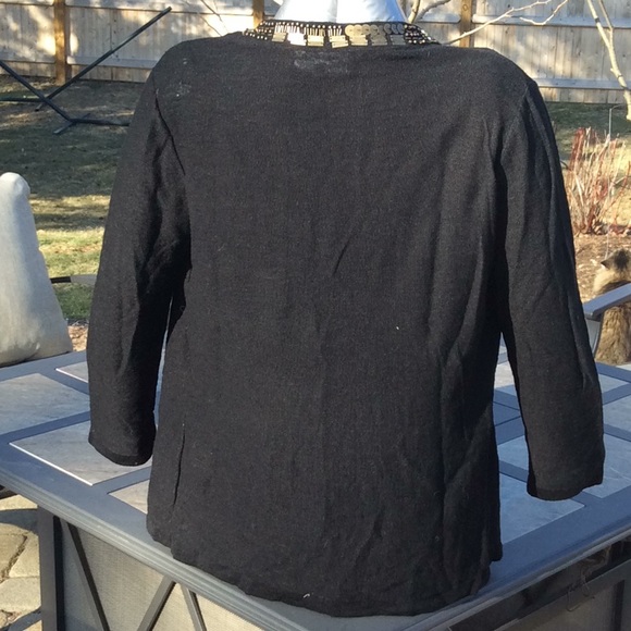 VTG 1990’s Blk Silk Knit Gold Embellished Twinset S - Picture 4 of 8